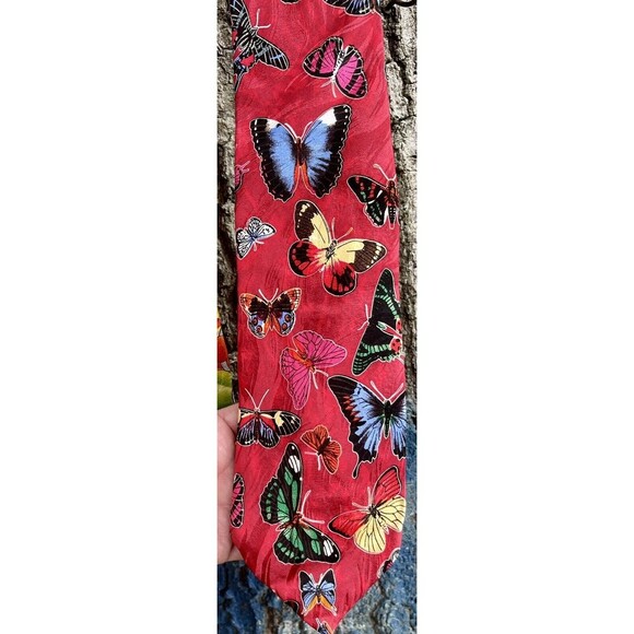 Men’s Set Of 3 Novelty Ties Bright Colors Butterflies Fish Chickens - Picture 2 of 16